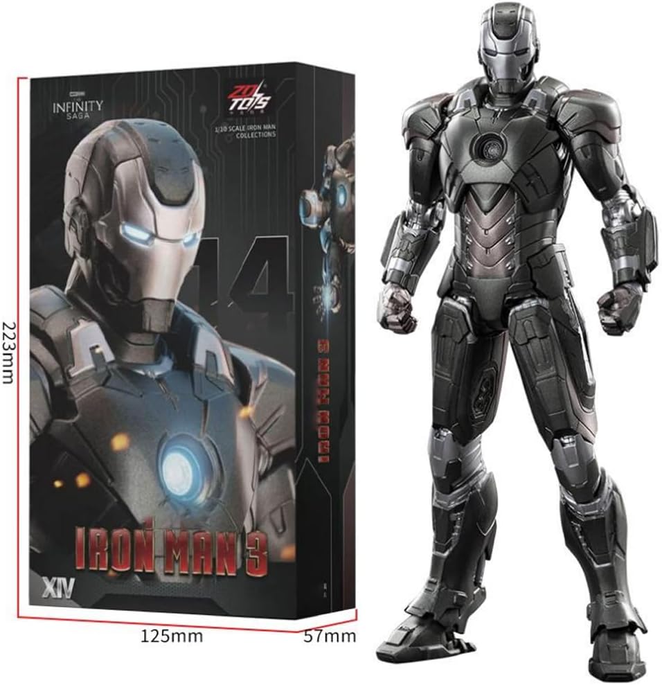 ZD Toys Iron Man MK14 1:10 Scale Non-Light-Up Action Figure | Iron 3 Collectible with Interchangeable Hands & Effect Parts | Model 1906-14