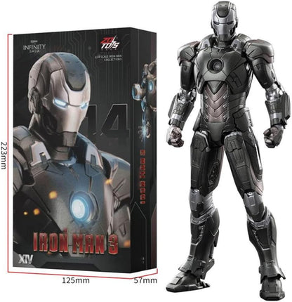 ZD Toys Iron Man MK14 1:10 Scale Non-Light-Up Action Figure | Iron 3 Collectible with Interchangeable Hands & Effect Parts | Model 1906-14