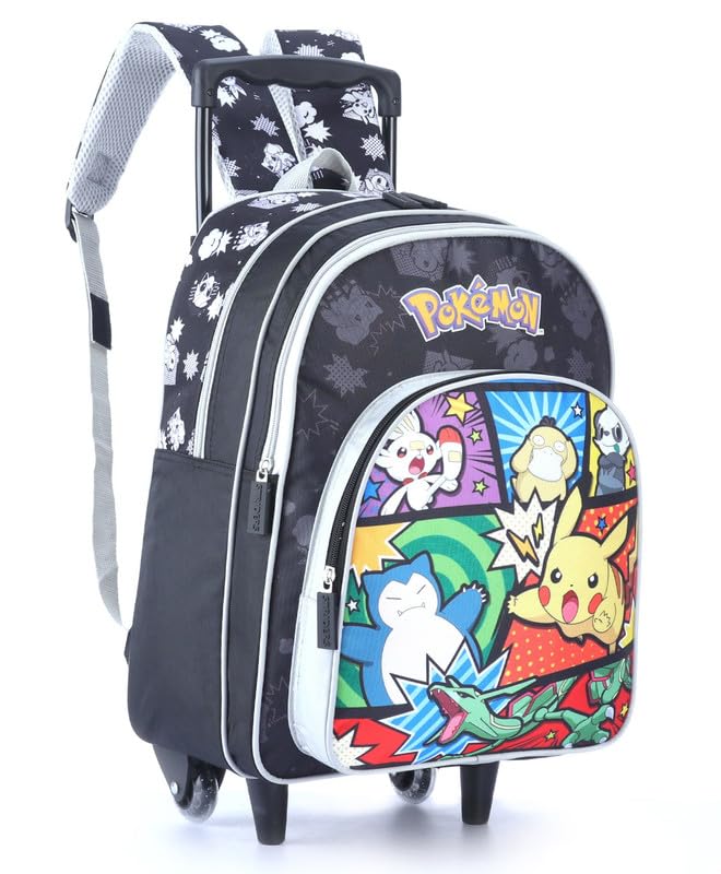 STRIDERS Pokémon School Bag for Kids – 40 cm Rolling Trolley Backpack with Wheels & Padded Straps