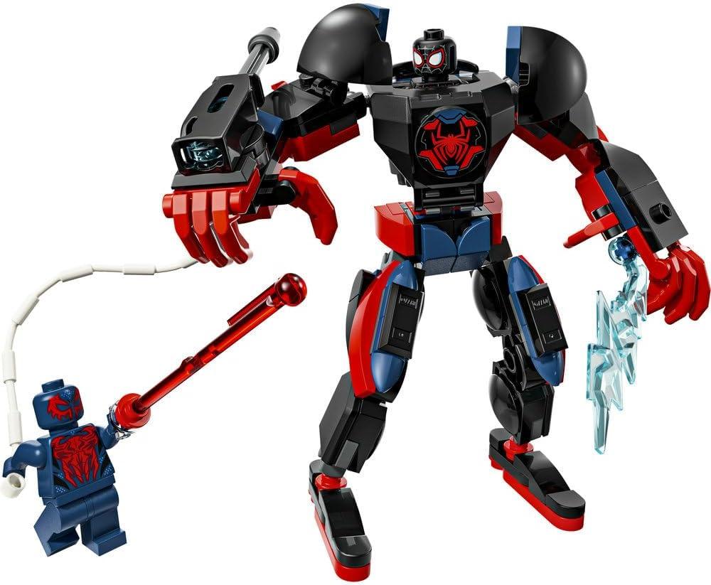 LEGO | Marvel 76337 Miles Morales Mech vs. Spider-Man 2099 - Superhero Toy w/an Action Figure & 2 Minifigures, plus Razor Web and Power Blast Elements - Gift for 6+ Year Old Boys