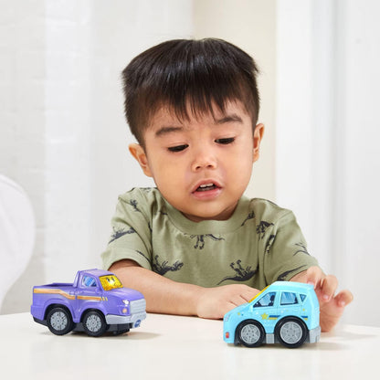 VTech Go! Go! Smart Wheels Family Adventure 2-Pack | Interactive SmartPoint Family Car & Pickup Truck with Lights, Sounds & Educational Phrases for Toddlers