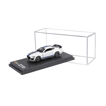 Bburago 1:64 2020 Ford Mustang Shelby GT500 Die-Cast Model Car | Metal Collectible Sports Car with Display Stand – White, Ages 14+