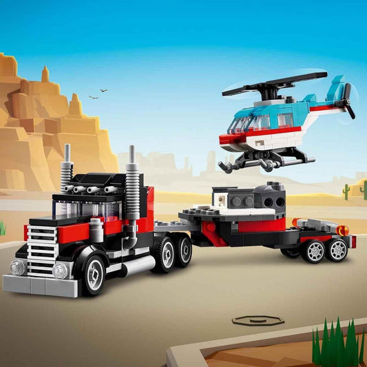LEGO Creator Flatbed Truck with Helicopter Toy 31146 (270 Pieces)