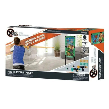 Innov8 Fire Blaster Target Set, 2 Air-Powered Blasters with 24 Foam Balls, Adjustable Dinosaur Target, Kids 5+ - Jaiman Toys