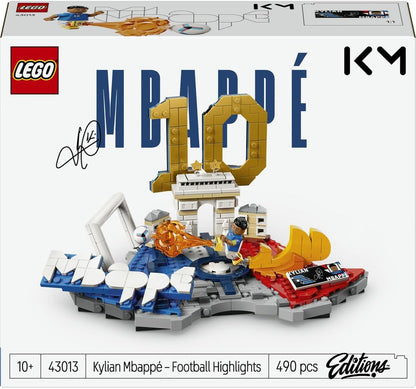 LEGO 43013 Editions Kylian Mbappé – Football Highlights Toy - 3D Display Model Kit w/Collectible Minifigure - Kids' Room Decor - Gift for 10+ Year Old Boys, Girls & Adult Sports Fans