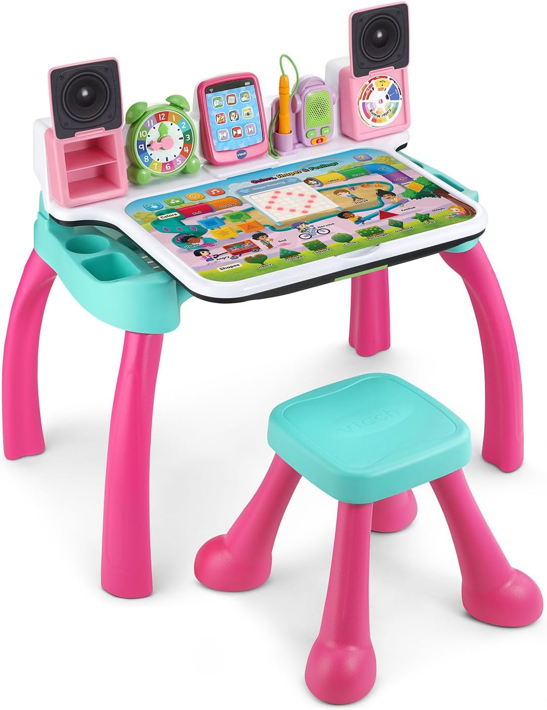 VTech Explore & Write Deluxe Activity Desk Pink Interactive Learning Table with Stool & Stylus | Educational Toy for Toddlers