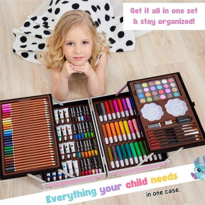 KPOP Demon Hunters Kids Art Kit 145+ Pieces | Aluminum Colouring Set with Crayons, Markers & Paints