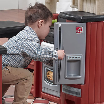 Step2 Grand Walk-In Kitchen Playset – Tan/Maroon/Black for Kids - Jaiman Toys