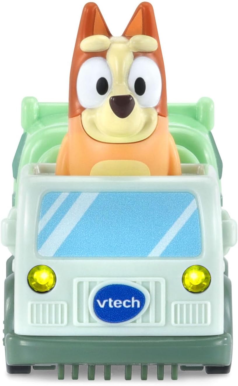 VTech Bluey Bingo Garbage Truck | Interactive Push-Along Vehicle Toy with Bingo Figure, Sounds, Phrases & Pretend Play for Toddlers