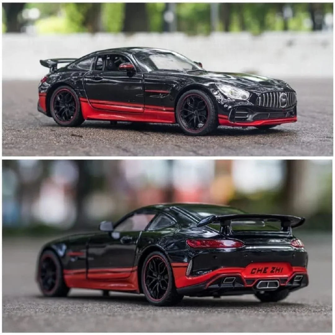 1:24 Mercedes-Benz AMG GT-R Die-Cast Alloy Model Car – Pull Back Toy Car with Openable Doors, Light & Sound - Jaiman Toys