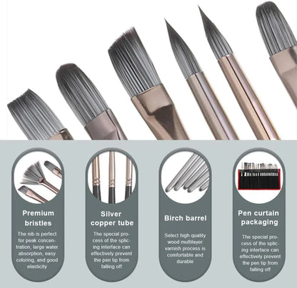 Artistry 24 Pcs Paint Brush Set, Acrylic Painting Brushes Kit with Knife Canvas Storage Bag, for Acrylic Oil Watercolor Gouache Painting Beginners - Jaiman Toys