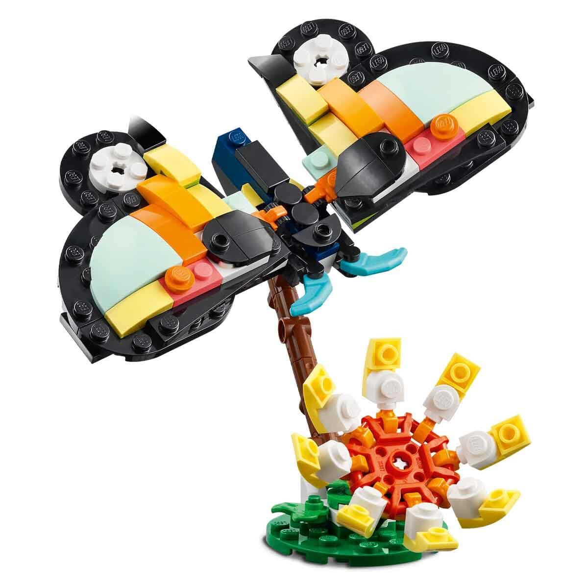 LEGO 31173 Creator 3-in-1 Tropical Toucan  Wild Animals Buildable Toucan, Butterfly & Fish, 225 Pieces