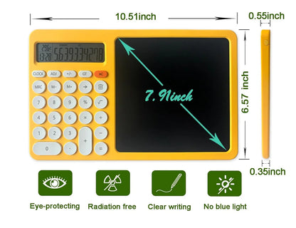 Electronic LCD 8" Writing Tablet with Calculator | 2-in-1 Note Taking Pad with Time & Temperature Display, Hidden Stand & Gift Box - Jaiman Toys