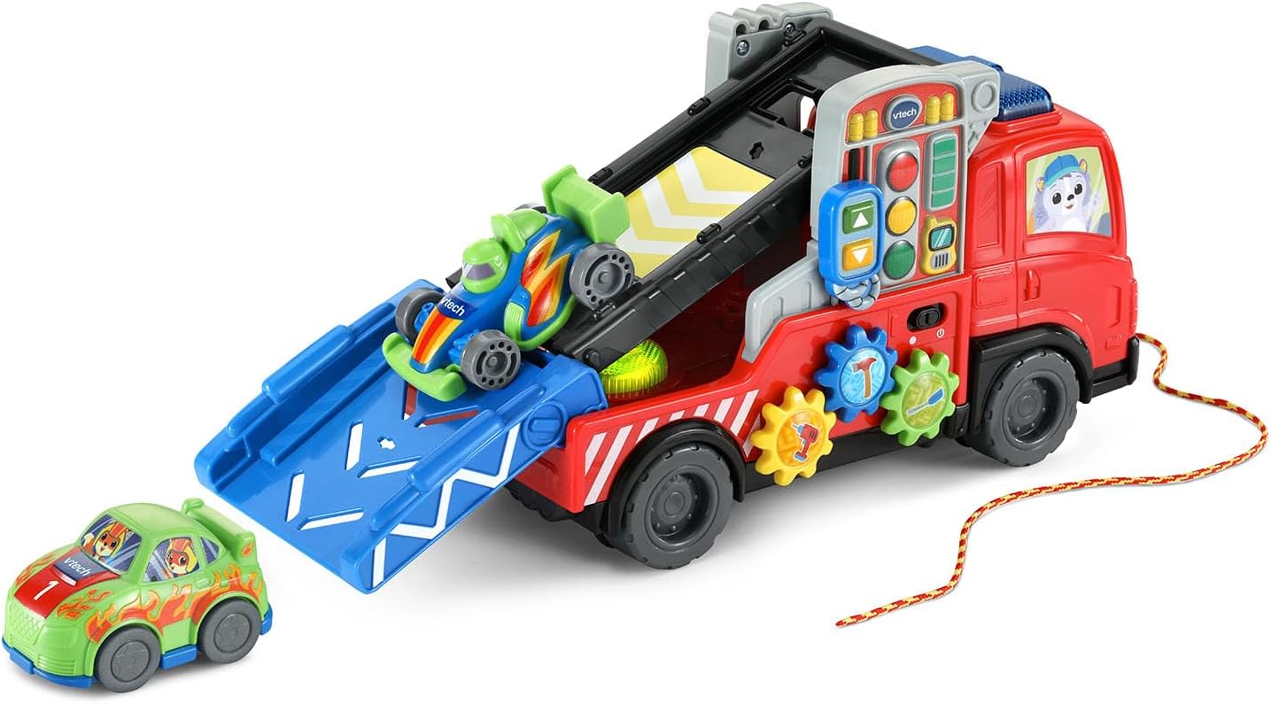 VTech 3-in-1 Fix and Haul Truck | Interactive Tow Truck, Car Carrier & Repair Playset with Lights, Sounds, Tool Activities and 2 Smart Cars