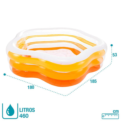 Intex 56495 Swim Center Family Inflatable Pool – 1.85m × 1.80m × 53 cm Square Family Lounge Pool with Built-in Seats