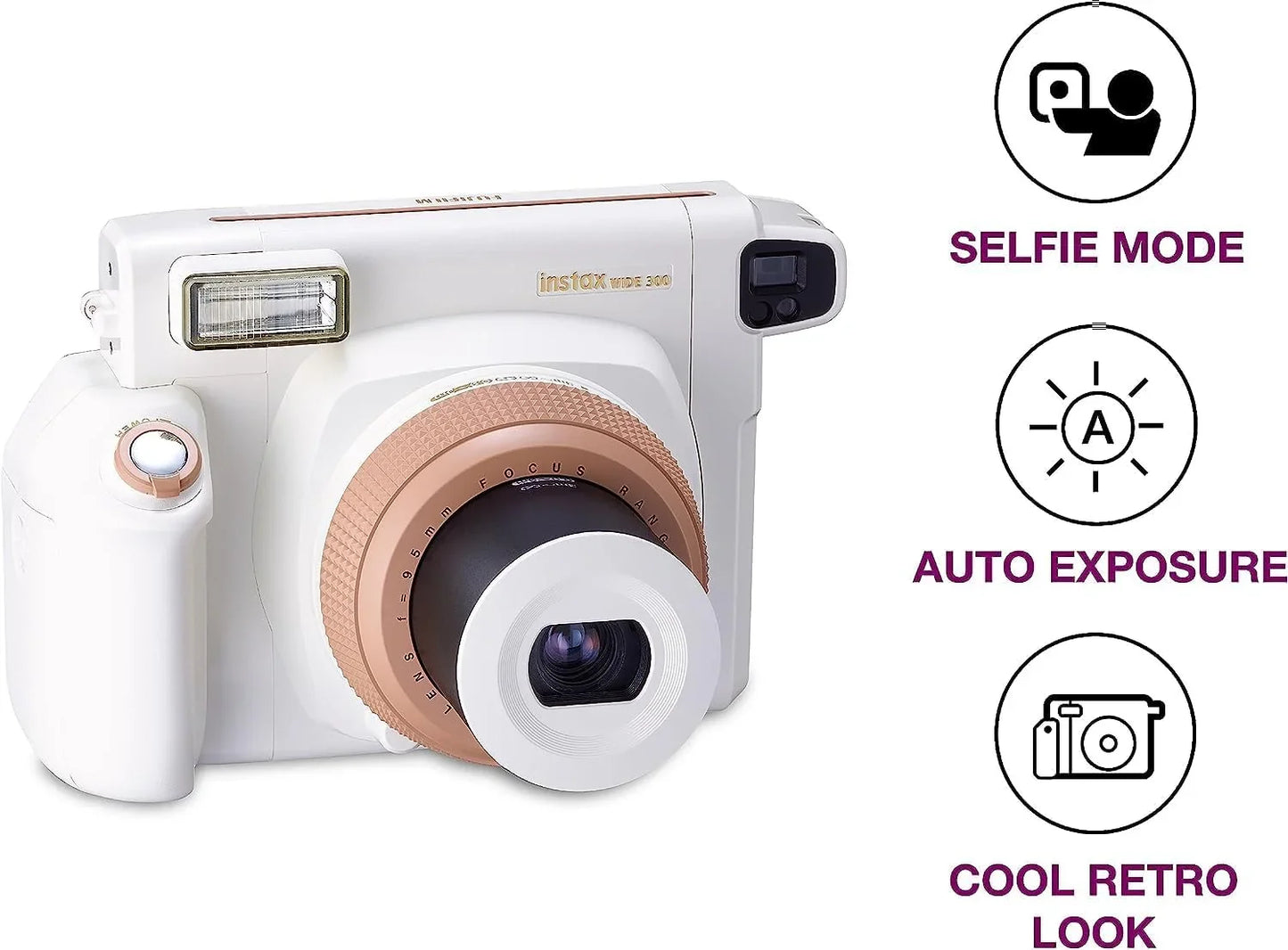 Fujifilm Instax 300 Wide Instant Film Camera – Toffee Color,  - White