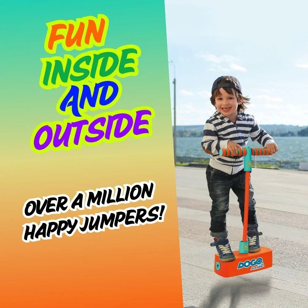 Innov8 Pogo Jumper, Kids Active Play Toy with Foam Base, Squeaking Sound, Indoor Outdoor Use, Ages 5+, Orange/Mint - Jaiman Toys