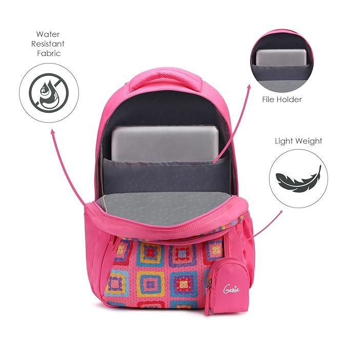 Genie Paige Backpack for Women – 19” | Lightweight, Water-Resistant & Spacious (36L) with Happy Pouch - Jaiman Toys