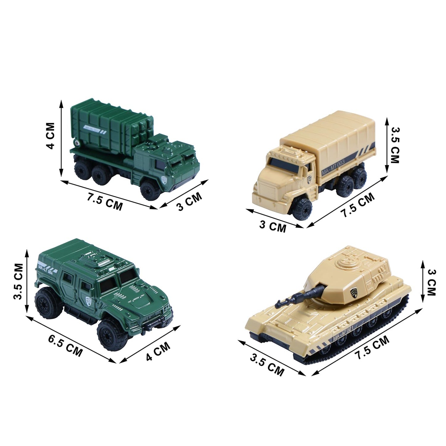 Brave Force Commando Die-Cast Military Vehicles 4-Piece Set – Tank, SUV & Trucks