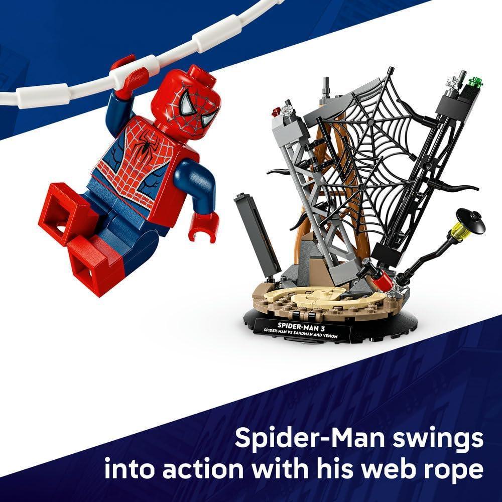 LEGO | Marvel 76334 Epic Battle: Spider-Man vs. Sandman - Superhero Toy w/ 3 Minifigures incl. Venom, and a Construction Site - Gift for 9+ Year Old Boys & Movie Fans