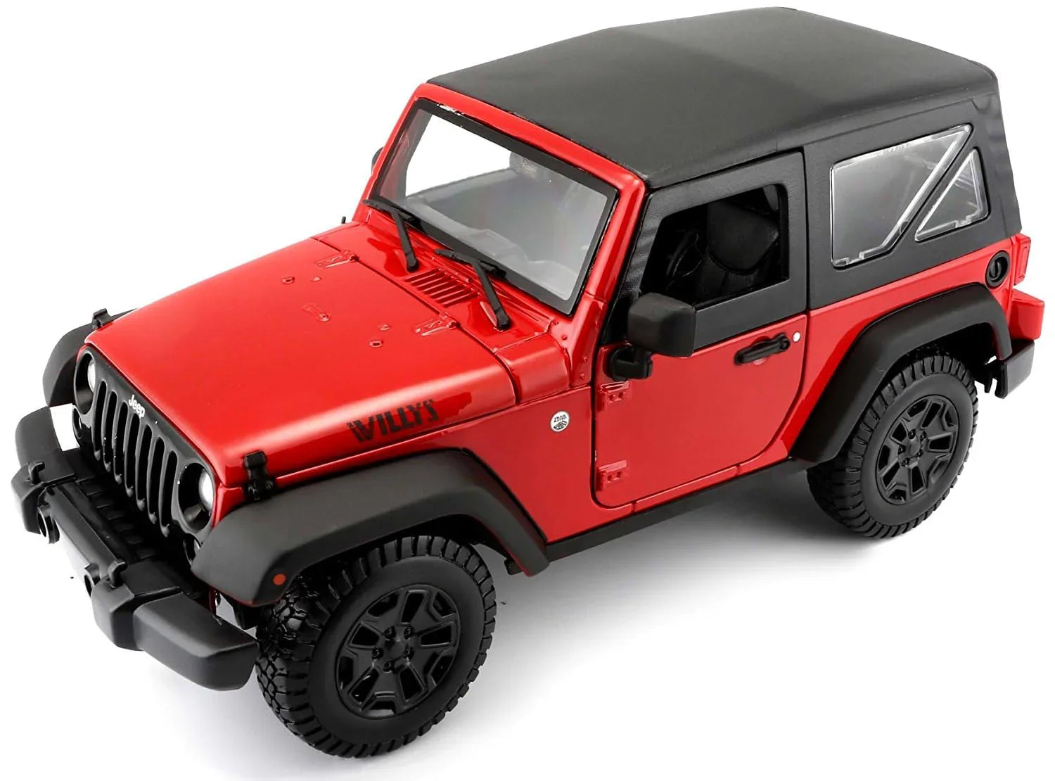 Maisto 1:18 Scale Jeep Wrangler Willys Hard Top 2014 (Red) Off-Road Vehicle Model: - Jaiman Toys