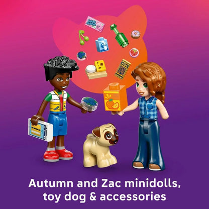 LEGO Friends 42680 Heartlake City Mini Supermarket - Toy Shop w/ 2 Mini Dolls, Pet Dog Figure, Cash Register & Play Food Accessories - Birthday Gift for 5+ Year Old Girls