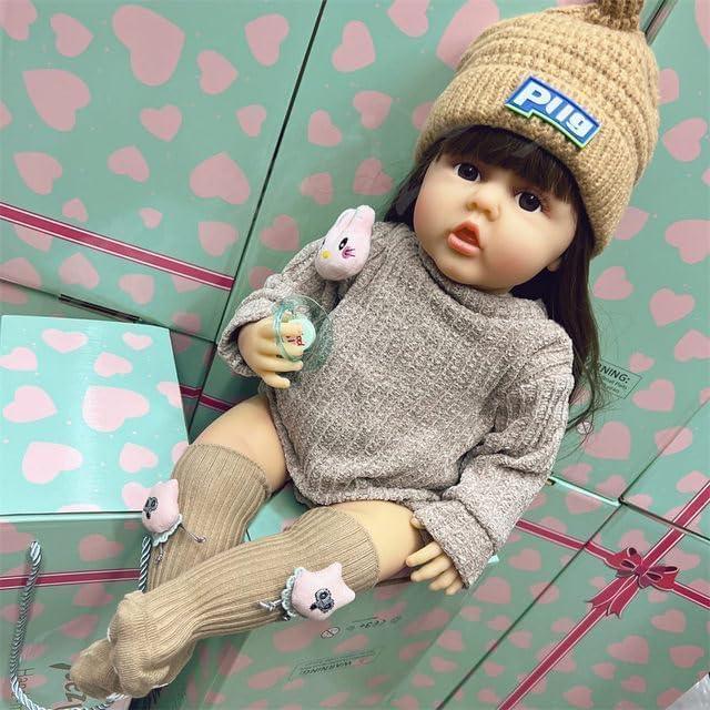 Lifelike Reborn Baby Girl Doll – Toddler with Realistic Sound & Brown Hair