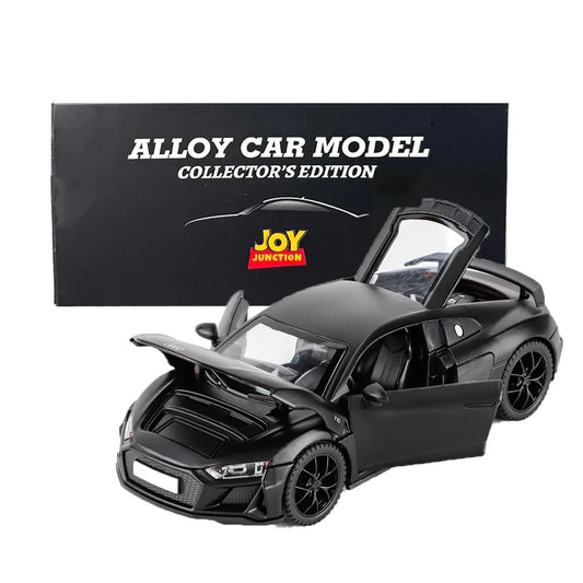 JOY JUNCTION Audi 1:32 Scale Alloy Metal Pullback Die-Cast Car – Black Model with Lights, Music & Openable Doors - Jaiman Toys