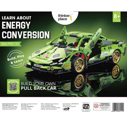 Thinker Place 1:18 DIY Blocks Pull-Back Car – Green | Buildable STEM Construction Racing Toy for Kids 8+