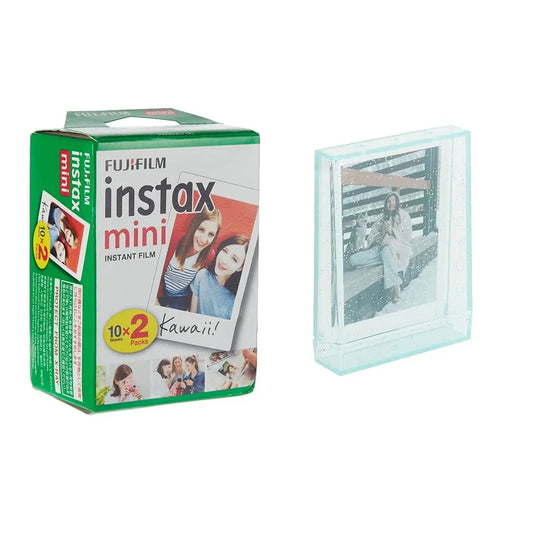 Fujifilm Instax Instant Camera Accessories : 20 Mini Film Shots + Photo Storage Box - Mint Green - Jaiman Toys