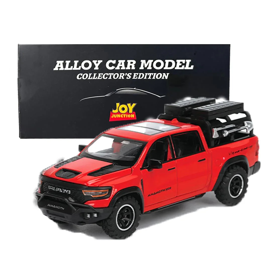 JOY JUNCTION RAM Mammoth Pick-Up 1:32 Scale Alloy Metal Pullback Die-Cast Car – Red Model with Lights, Music & Openable Doors - Jaiman Toys