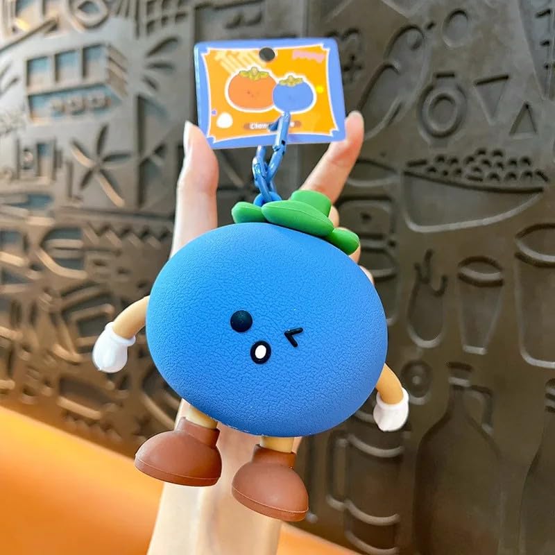 Cute Blueberry Silicone Mini Pouch Keychain | 3D Fruit Bag Charm with Zipper Storage for Coins, Earbuds, Keys & Small Accessories