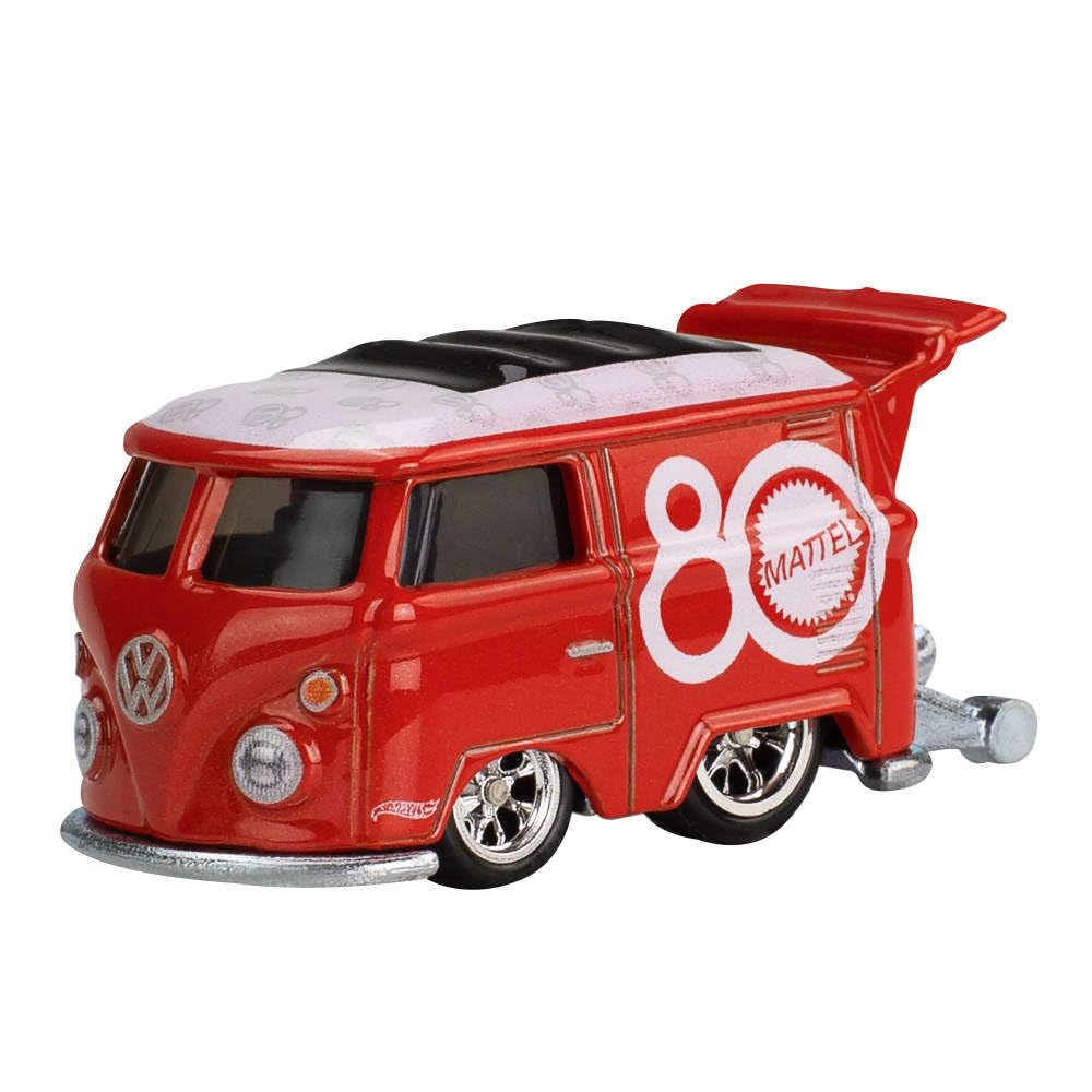 Hot Wheels Premium Pop Culture Combo Pack – Scooby-Doo The Mystery Machine + Mattel 80th Anniversary Kool Kombi Die-Cast Vehicles with Real Riders