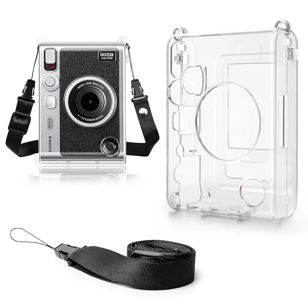 Crystal Clear Protective Case for Fujifilm Instax Mini Evo – Sleek Transparent PC Shell with Attachable Loop - Jaiman Toys