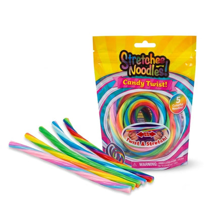 Stretchee Noodles Candy Twist Stretchy Fidget Toy – 5 Pc Colorful Sensory Noodle Strings for Stress Relief, Tactile Play & Calming – Flexible Stretch Toys for Kids & Adults