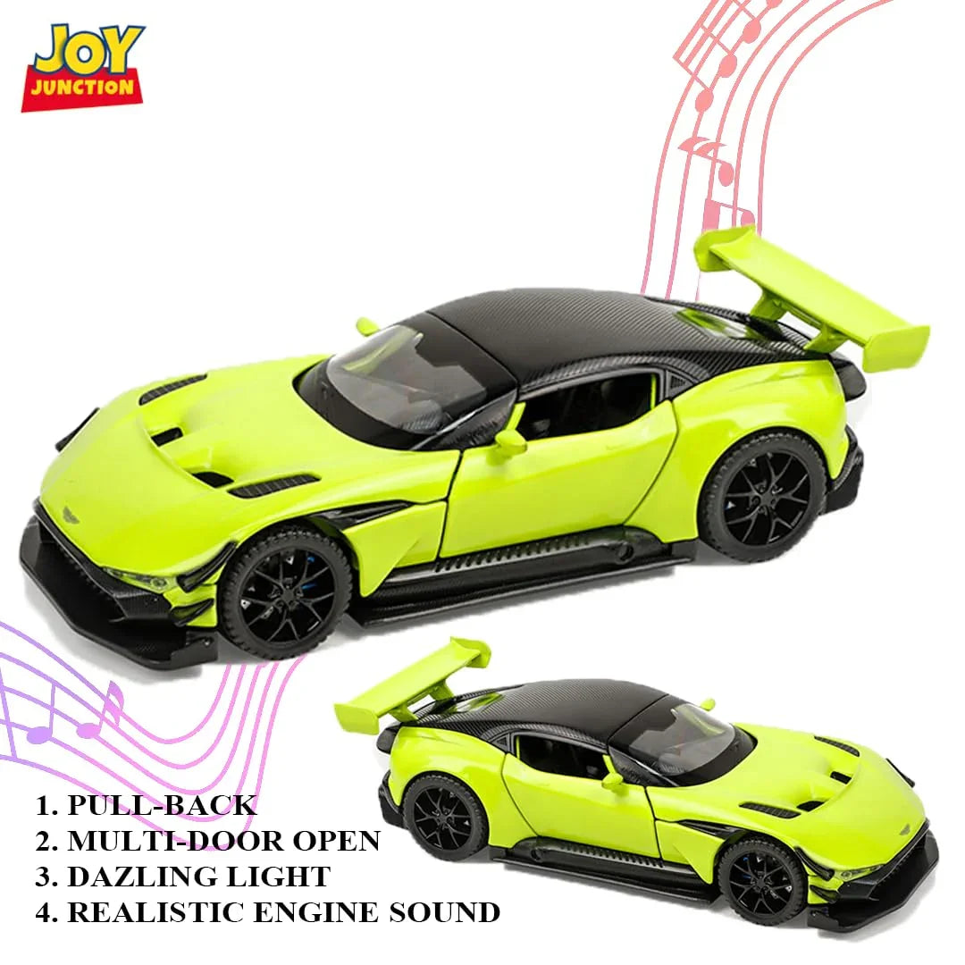 JOY JUNCTION Aston Martin Vulcan 1:32 Scale Alloy Metal Pullback Die-Cast Car – Lights, Engine Sound & Openable Doors - Jaiman Toys