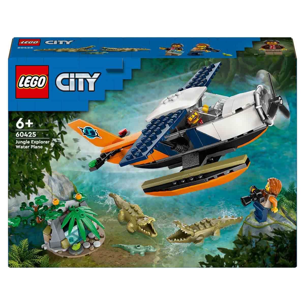 LEGO City 60425 Jungle Explorer Seaplane Plane Building Toy with 2 Minifigures, 3 Crocodile and a Frog Action Figures, Creative Toys for Boys and Girls from 6 Years 6 Years