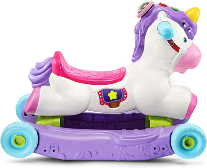 VTech Prance & Rock Learning Unicorn 3-in-1 Ride-On, Rocking Horse & Scooter for Toddlers | Interactive Musical Learning Toy with Lights & Sounds