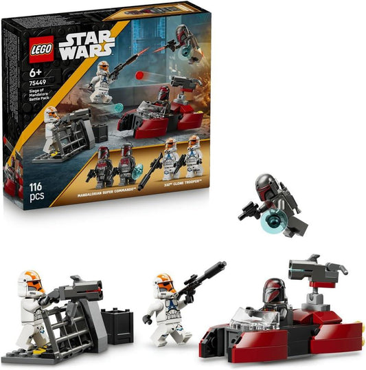LEGO Star Wars 75449 Siege of Mandalore Battle Pack - Action Toy w/ 2 Mandalorian & 2 Clone Trooper Minifigures plus a Speeder Bike and Blasters - Gift for 6+ Year Old Boys & Fans