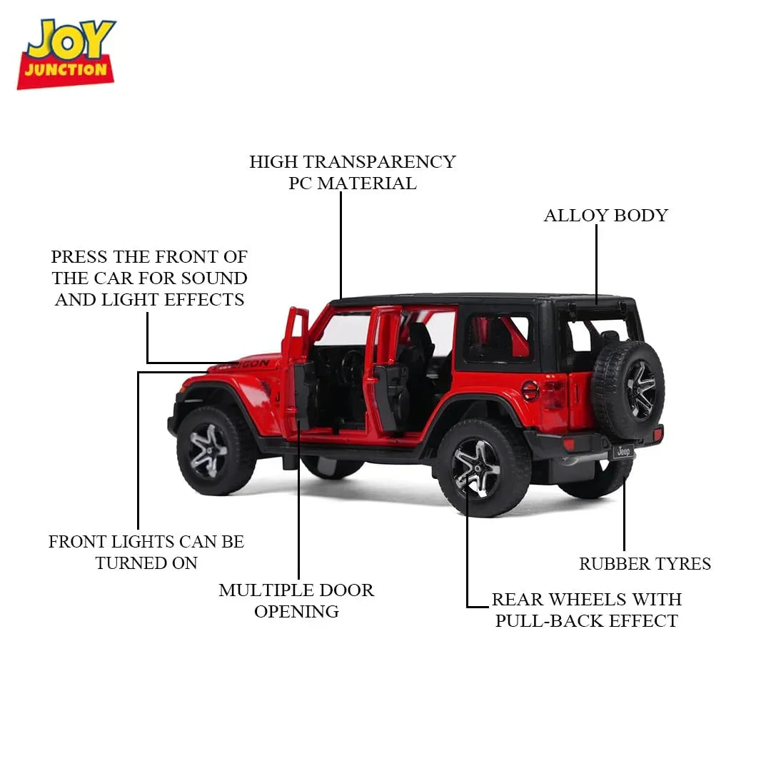 Joy Junction Jeep Wrangler Rubicon 1:32 Scale Die-Cast SUV Model Car – Alloy Metal Pull Back Toy Vehicle