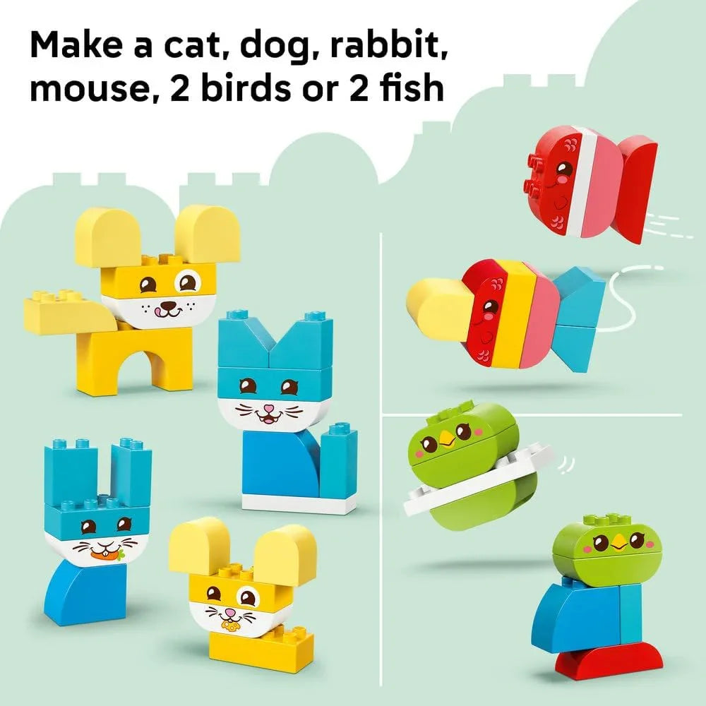 LEGO DUPLO 10477 3 in 1 Creative Cute Pets - Educational Fine Motor Skills Toy for Toddlers - Animal Figures incl. Dog, Cat, Bird & Fish - Birthday Gift for 1+ Year Old Babies, Girls & Boys
