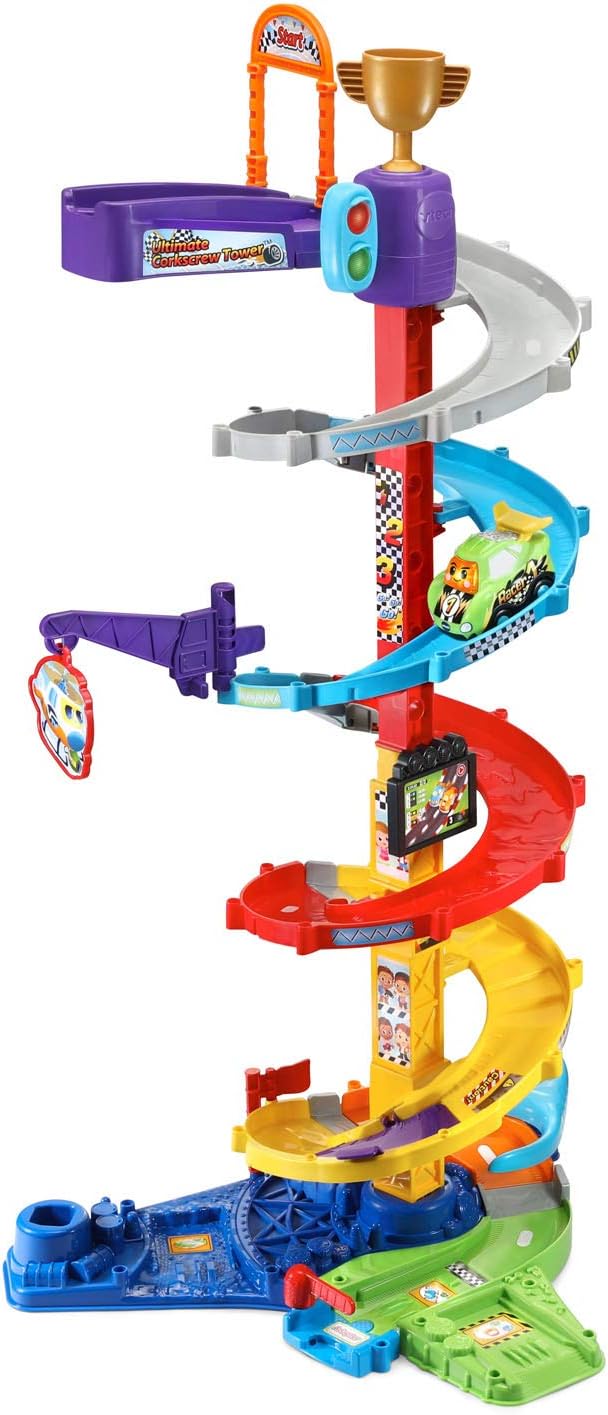 VTech Go! Go! Smart Wheels Ultimate Corkscrew Tower | Interactive Race Track Playset with Corkscrew Spiral, SmartPoint Vehicle & Educational Toy for Toddlers
