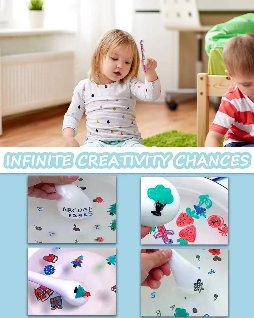 DIY Floating Whiteboard Marker With Creative Spoon (12 Colours).