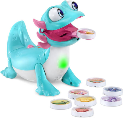 VTech Sandy Snacks-a-Lot Learning Toy for Toddlers | Interactive Feeding Dinosaur with Food Tokens, Lights, Sounds, Music & Early Learning Activities