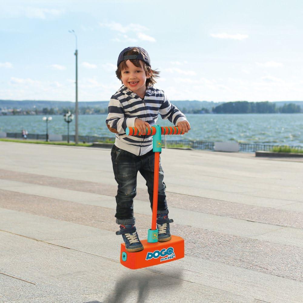 Innov8 Pogo Jumper, Kids Active Play Toy with Foam Base, Squeaking Sound, Indoor Outdoor Use, Ages 5+, Orange/Mint - Jaiman Toys
