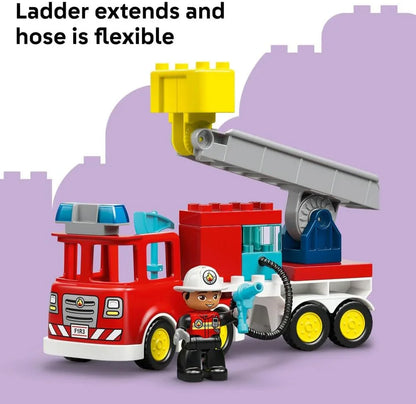 LEGO DUPLO 10473 Fire Engine with Hose and Firefighter - Educational Motor Skills Toy - Red Truck w/a Ladder, Figure and a Squirrel - Birthday Gift for 2+ Year Old Boys & Girls