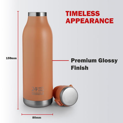 Cello 600ml Vacuum Insulated Stainless Steel Water Bottle | Hot & Cold Flask with One-Touch Lock & Leakproof Lid