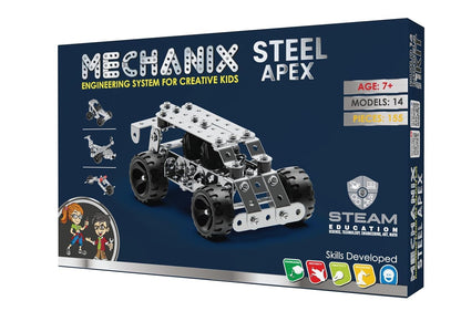 Zephyr Mechanix Steel Apex 155-Piece Metal Construction Kit – 14 Models, STEAM Building Toy, Ages 7+