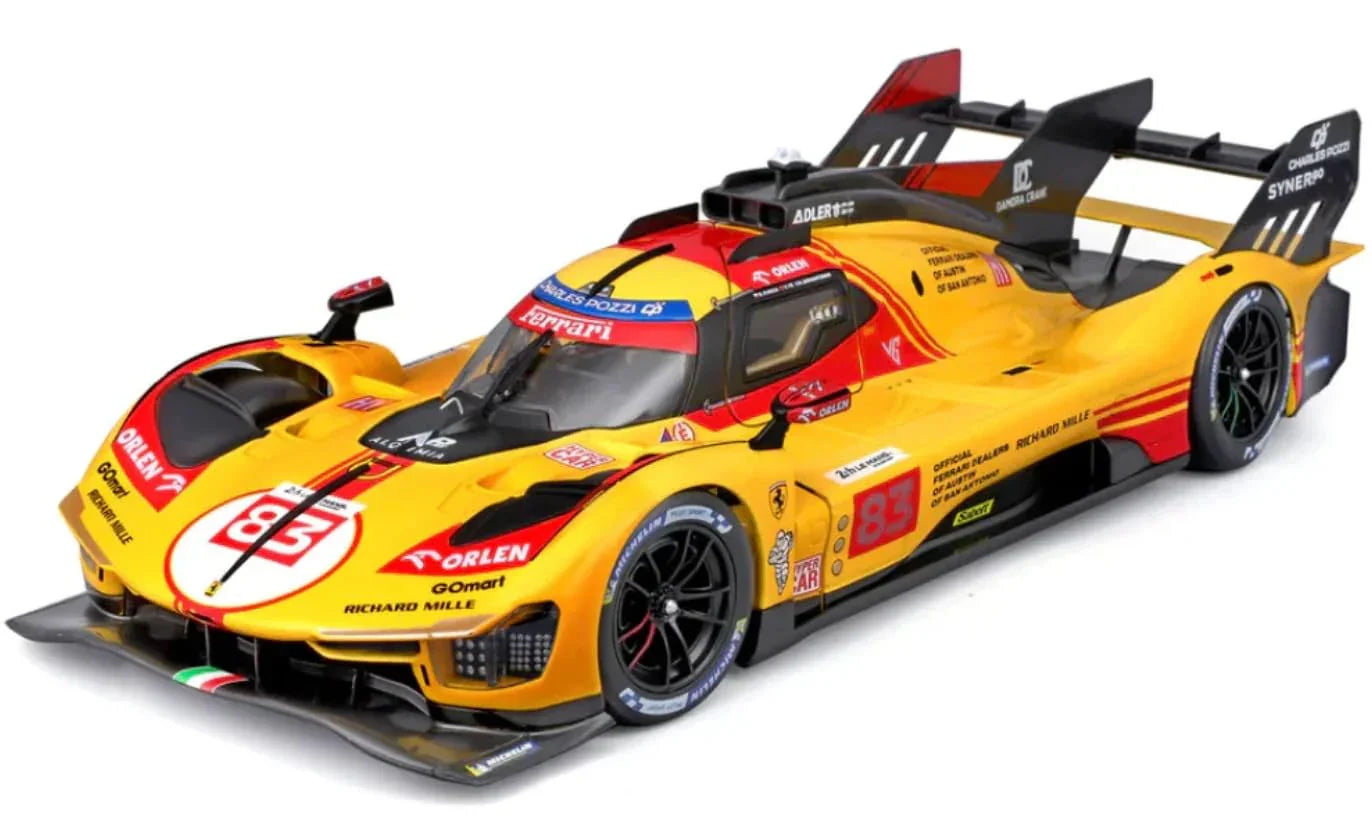 Bburago 1:24 Scale Die-Cast Model – Ferrari 499P LMH #83 WEC Qatar 2024 (Yellow Livery) - Jaiman Toys