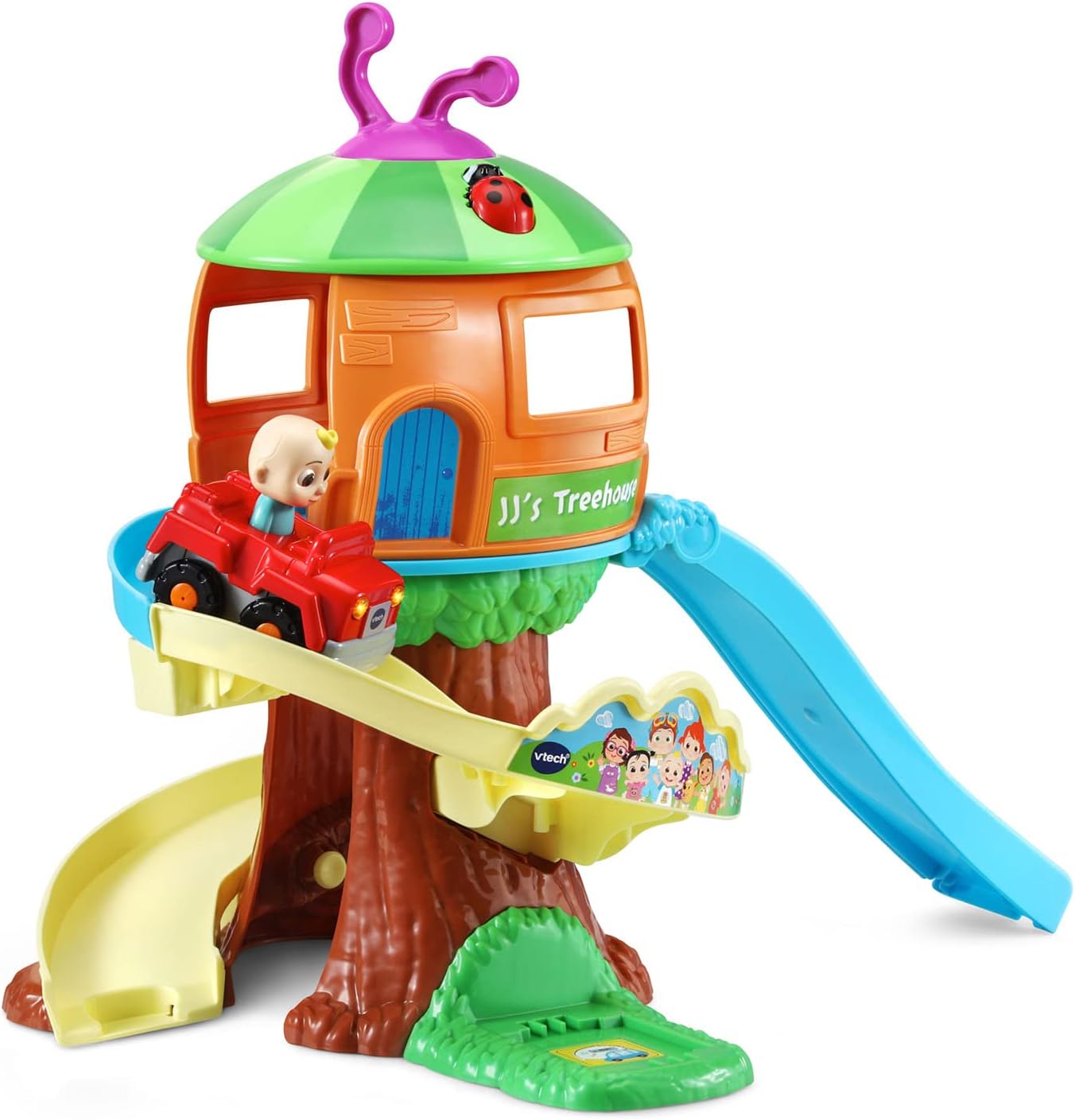 VTech CoComelon Go! Go! Smart Wheels Treehouse Track Set | Interactive Treehouse Raceway Playset with JJ SmartPoint Vehicle, Lights, Sounds & Educational Play